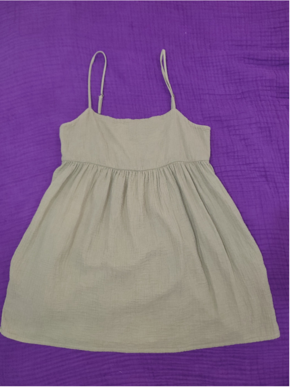 ONeill Womens Large Beige Gauze Babydoll Cami Tank Top Pockets Adjustable Cotton